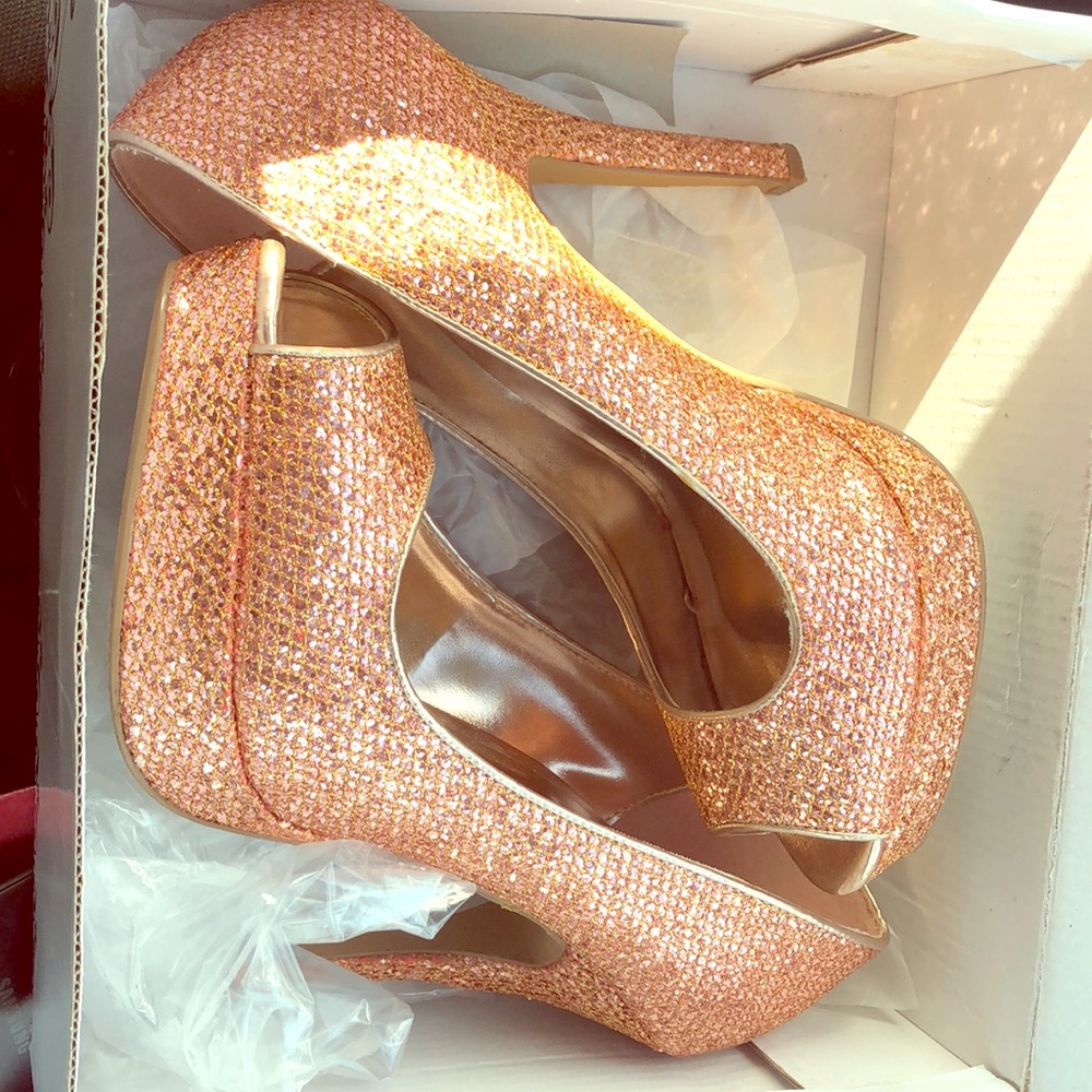 Rose gold glitter heels